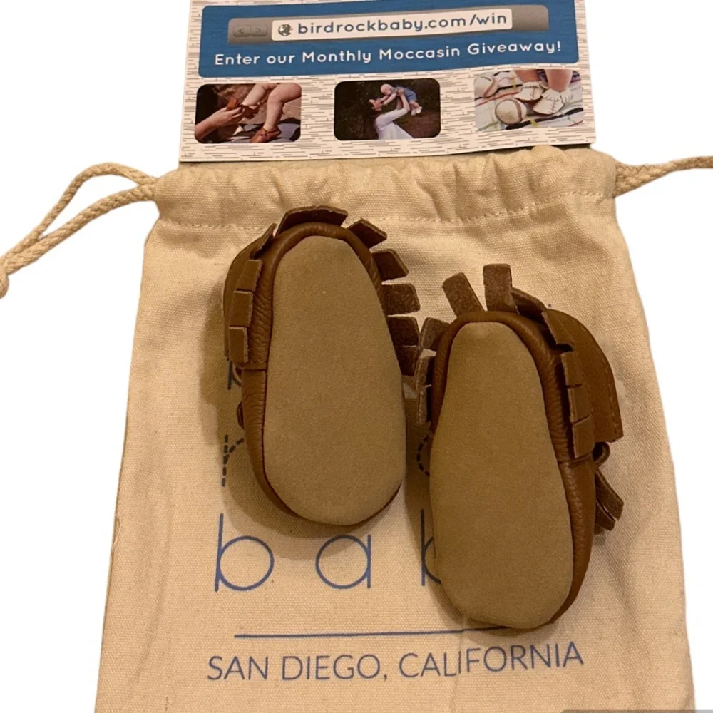 BIRDROCK BABY Classic Brown Baby Moccasins